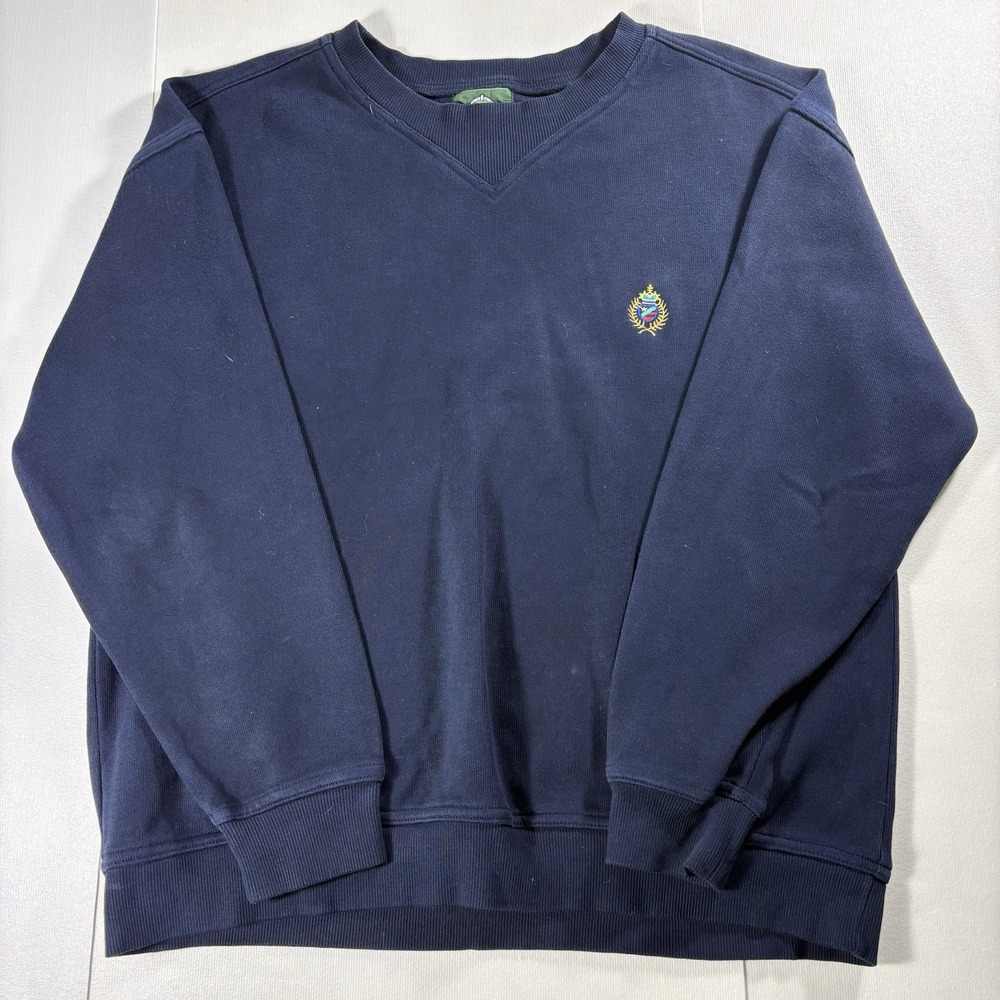 Vintage Jantzen Men's Navy Embroidered Crest Crewneck Sweatshirt Pullover USA